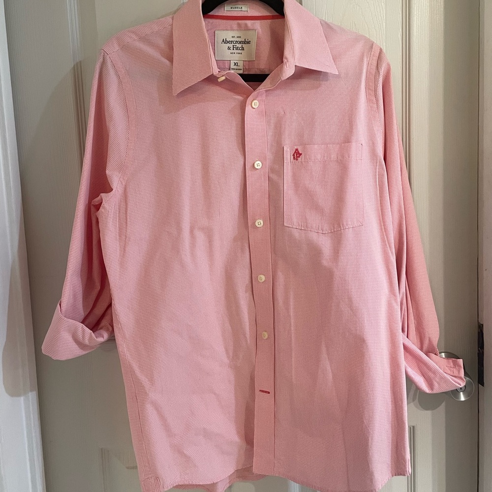 Mens Pink Abercrombie Dressy Shirt